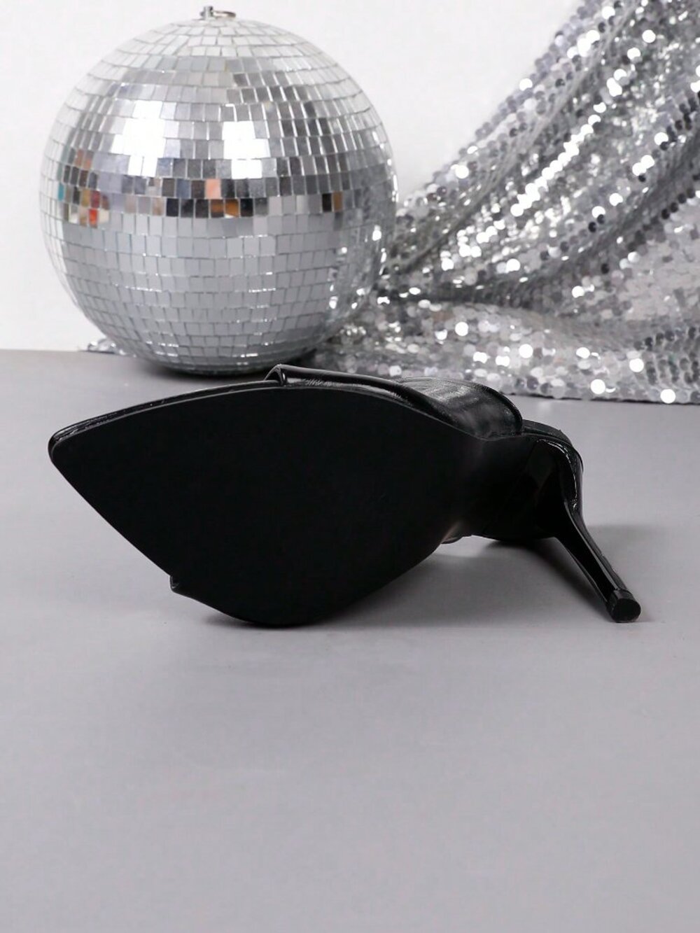 Black Sexy Women's High Heel Pointed Toe Slip-On Sandals - Picture 5 of 5